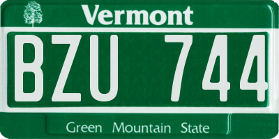 VT license plate BZU744