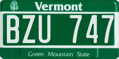 VT license plate BZU747