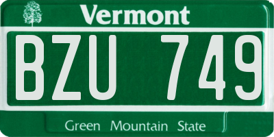 VT license plate BZU749