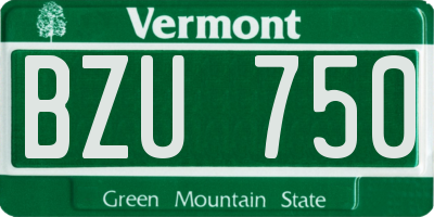 VT license plate BZU750