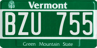 VT license plate BZU755