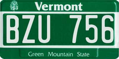 VT license plate BZU756