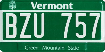 VT license plate BZU757
