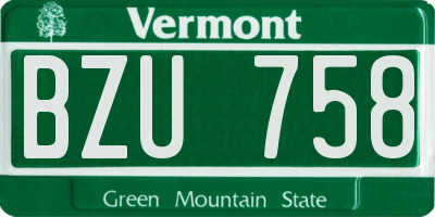VT license plate BZU758