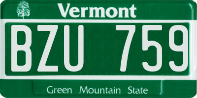 VT license plate BZU759