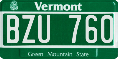 VT license plate BZU760