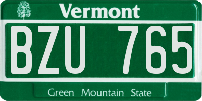 VT license plate BZU765