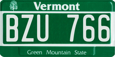 VT license plate BZU766