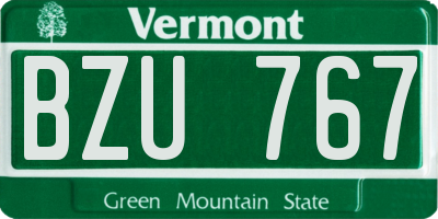 VT license plate BZU767