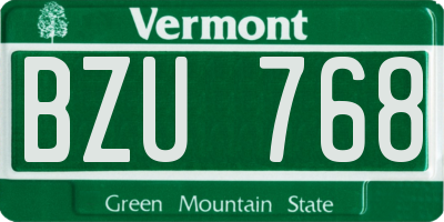 VT license plate BZU768