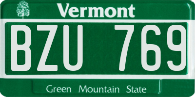 VT license plate BZU769