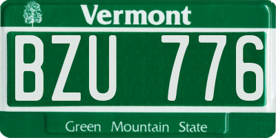 VT license plate BZU776