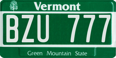 VT license plate BZU777