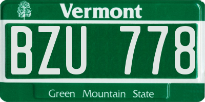 VT license plate BZU778