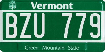 VT license plate BZU779