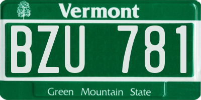 VT license plate BZU781