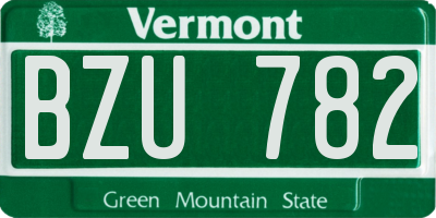 VT license plate BZU782