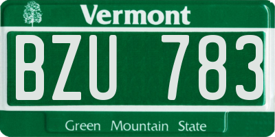 VT license plate BZU783