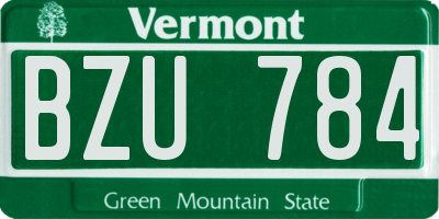 VT license plate BZU784