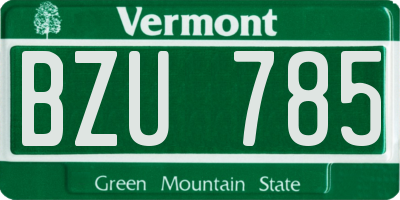 VT license plate BZU785