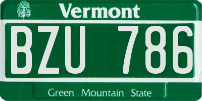 VT license plate BZU786