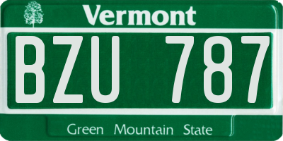 VT license plate BZU787