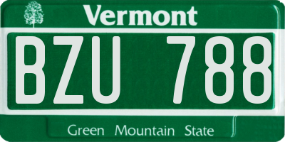 VT license plate BZU788