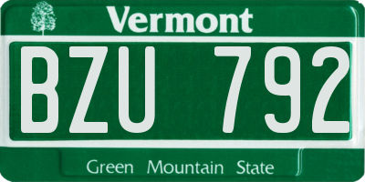 VT license plate BZU792