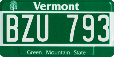 VT license plate BZU793