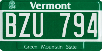 VT license plate BZU794