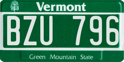 VT license plate BZU796
