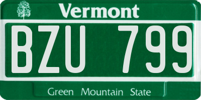VT license plate BZU799