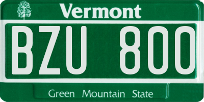 VT license plate BZU800