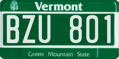 VT license plate BZU801