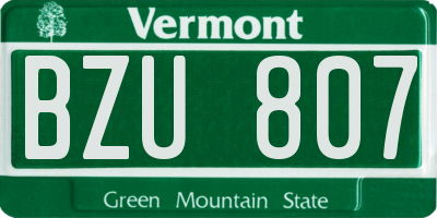 VT license plate BZU807