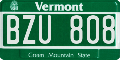 VT license plate BZU808