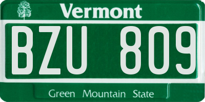 VT license plate BZU809
