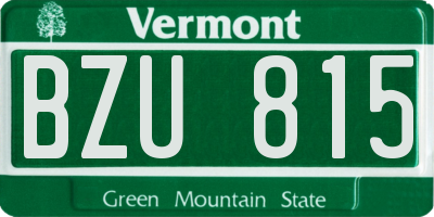 VT license plate BZU815