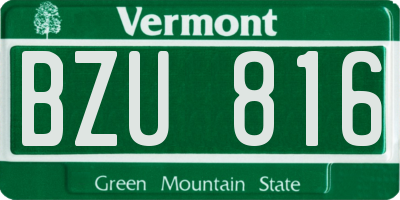 VT license plate BZU816