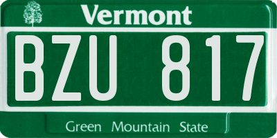 VT license plate BZU817