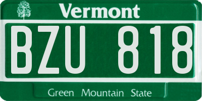 VT license plate BZU818