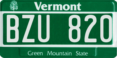 VT license plate BZU820