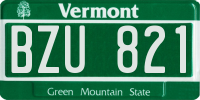 VT license plate BZU821