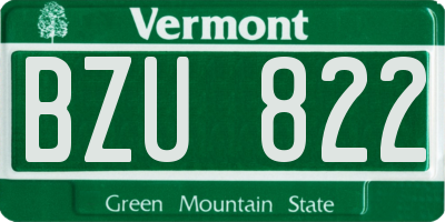 VT license plate BZU822