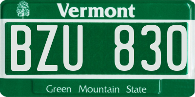 VT license plate BZU830