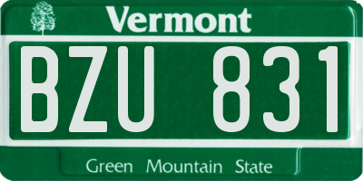 VT license plate BZU831