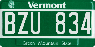 VT license plate BZU834