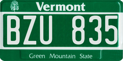 VT license plate BZU835