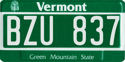 VT license plate BZU837
