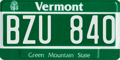 VT license plate BZU840